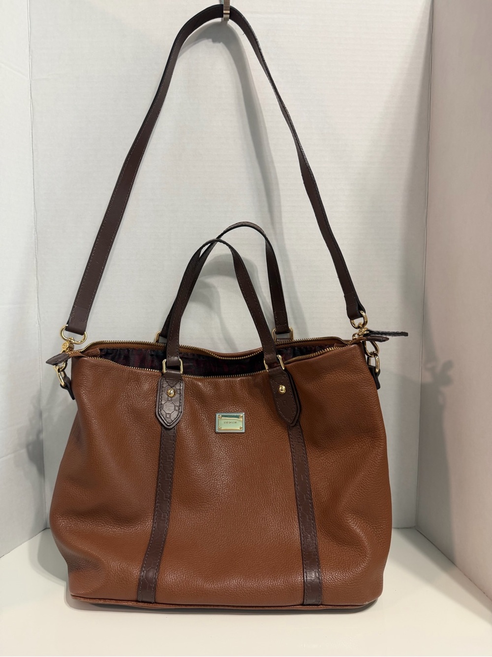 Luz Da Lua Everyday Brown Leather Tote with Dual Straps